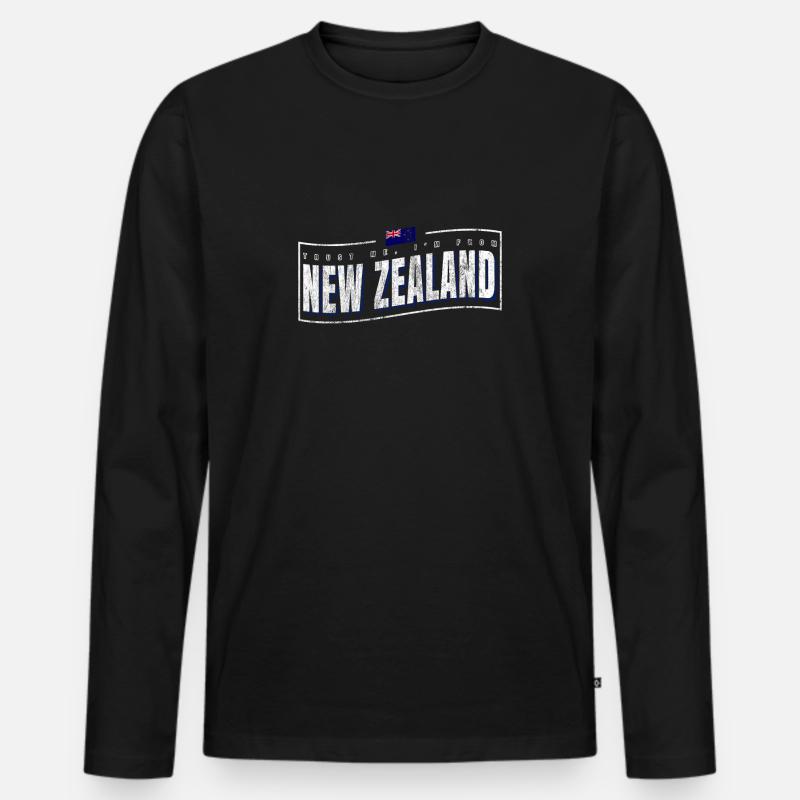 Neuseeland - Männer Premium Bio Langarmshirt - Schwarz