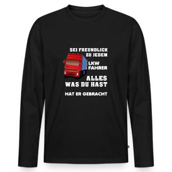truck driver - Men's Premium Organic Long Sleeve Shirt - black - Front - Nico (187cm)