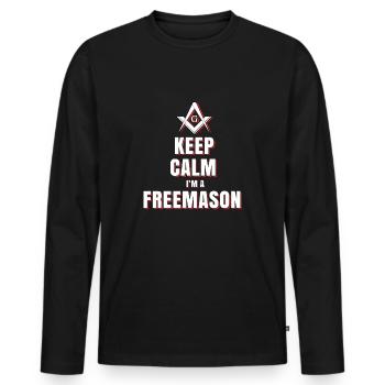 Keep Quiet Masonic Gift - Men's Premium Organic Long Sleeve Shirt - black - Front - Nico (187cm)