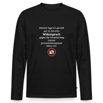 Datenschutz Lustiger Spruch DSGVO Event Foto Jura - Männer Premium Bio Langarmshirt - Schwarz - Vorne - Nico (187cm)