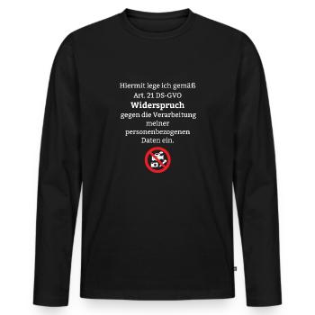 Datenschutz Verordnung Law DSGVO Event Foto Jura - Männer Premium Bio Langarmshirt - Schwarz - Vorne - Nico (187cm)