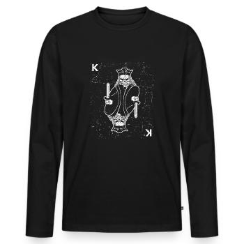 König Totenkopf Spielkarte Poker Karte Geschenk - Männer Premium Bio Langarmshirt - Schwarz - Vorne - Nico (187cm)
