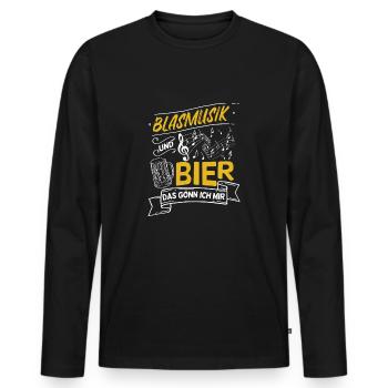 Blasmusik und Bier das gönn ich mir Bierzelt - Männer Premium Bio Langarmshirt - Schwarz - Vorne - Nico (187cm)