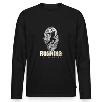 Run Runner DNA - T-shirt manches longues Premium bio Homme - noir - Devant - Nico (187cm)
