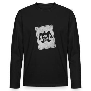 Joker Totenkopf Spielkarte Poker Karte Geschenk - Männer Premium Bio Langarmshirt - Schwarz - Vorne - Nico (187cm)