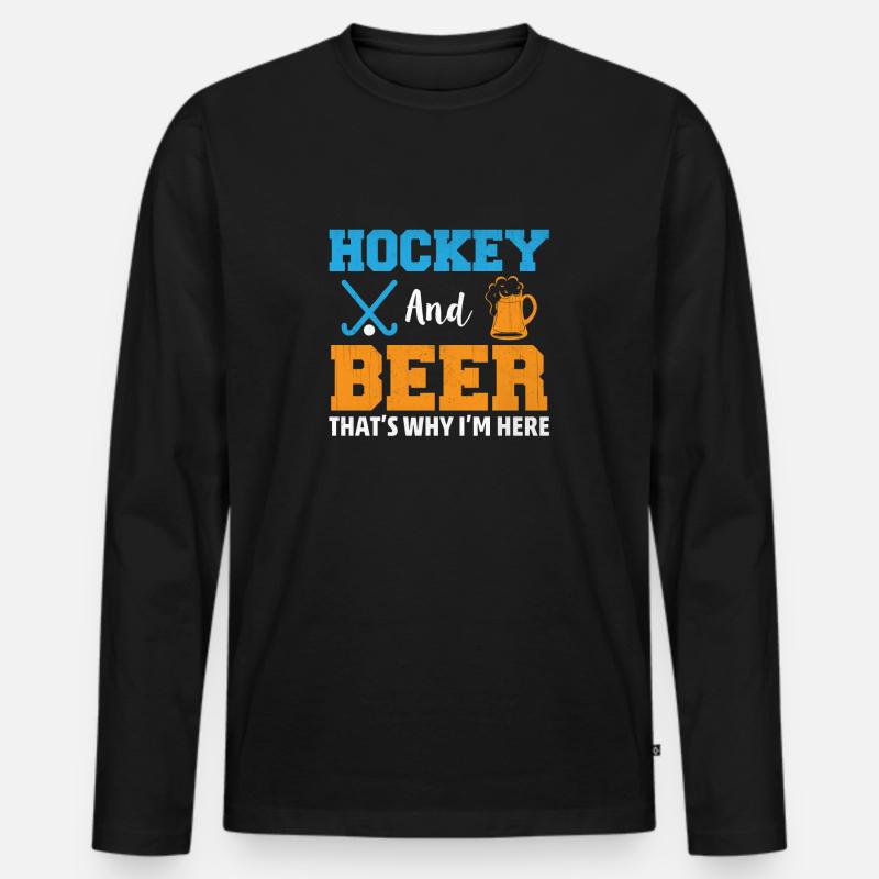 Hockey und Bier - Männer Premium Bio Langarmshirt - Schwarz