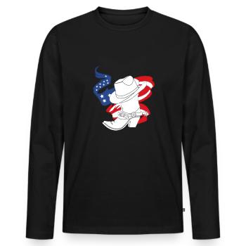 Linedance - Linedancer - Bottes Cowboy Pays - T-shirt manches longues Premium bio Homme - noir - Devant - Nico (187cm)