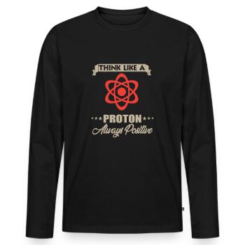 Physics / Chemistry Think like an atom, always positive - Men's Premium Organic Long Sleeve Shirt - black - Front - Nico (187cm)