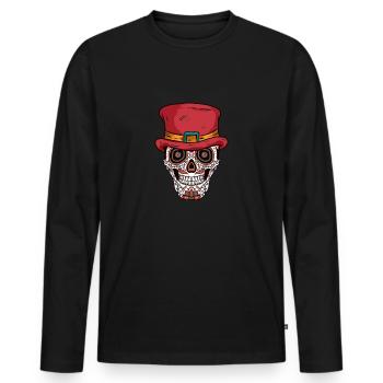 Sugar Skull Hat - Men's Premium Organic Long Sleeve Shirt - black - Front - Nico (187cm)