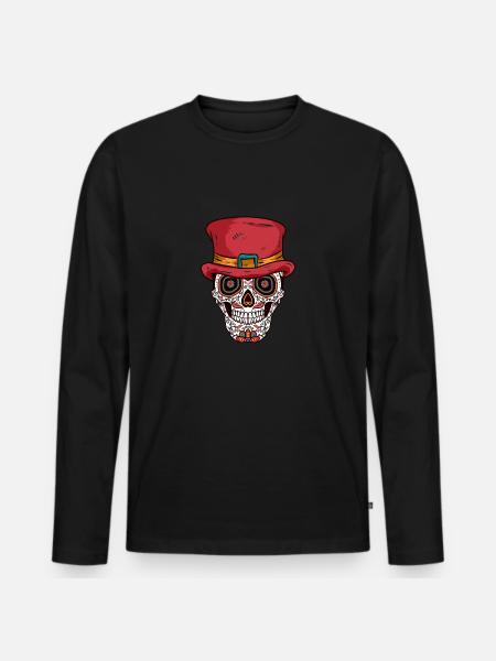 Sugar Skull Hat - Men's Premium Organic Long Sleeve Shirt - black