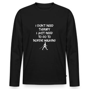 Nordic Walking - Männer Premium Bio Langarmshirt - Schwarz - Vorne - Nico (187cm)