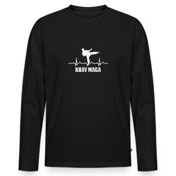 Heartbeat Krav Maga - Gift - Men's Premium Organic Long Sleeve Shirt - black - Front - Nico (187cm)