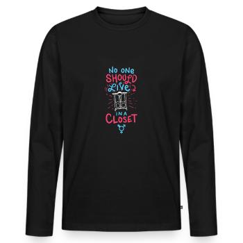 No One Should Live In A Closet Gay Pride - Men's Premium Organic Long Sleeve Shirt - black - Front - Nico (187cm)