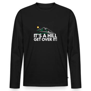 C’est une colline - Drôle de cyclisme - T-shirt manches longues Premium bio Homme - noir - Devant - Nico (187cm)