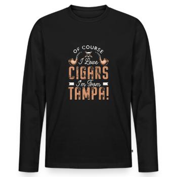 Natürlich liebe ich Zigarren Ich komme aus Tampa, Ybor - Männer Premium Bio Langarmshirt - Schwarz - Vorne - Nico (187cm)