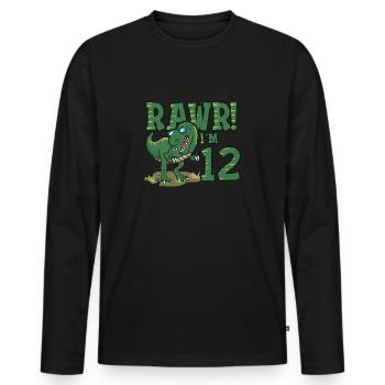 Rawr I'm 12 Dinosaur Birthday For Boys - T-shirt manches longues Premium bio Homme - noir - Devant - Nico (187cm)