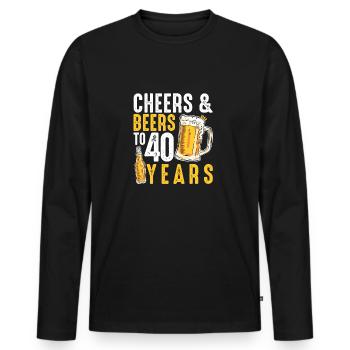 40. Geburtstagsgeschenke Trinkhemd für Männer oder - Männer Premium Bio Langarmshirt - Schwarz - Vorne - Nico (187cm)