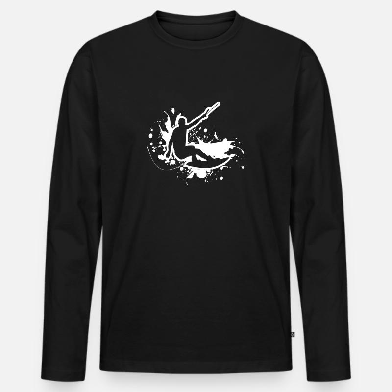 Wakeboarder Splatter Splash Motiv - Männer Premium Bio Langarmshirt - Schwarz