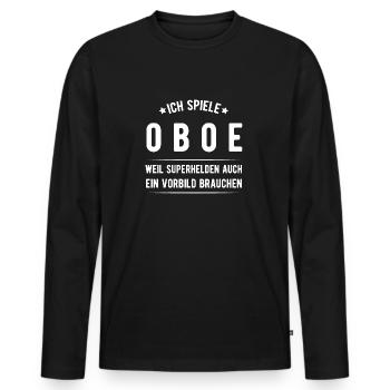 Oboe - Männer Premium Bio Langarmshirt - Schwarz - Vorne - Nico (187cm)