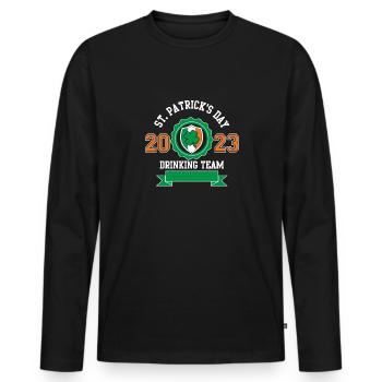 St Patricks Day Trink Team 2023 Irisch Bier - Männer Premium Bio Langarmshirt - Schwarz - Vorne - Nico (187cm)