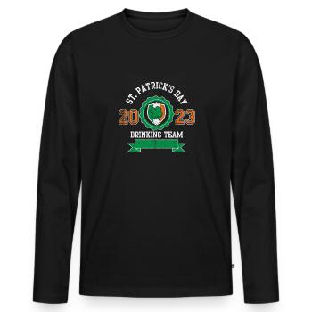 Trink Team 2023 Irisch Bier St. Patrick's Day - Männer Premium Bio Langarmshirt - Schwarz - Vorne - Nico (187cm)