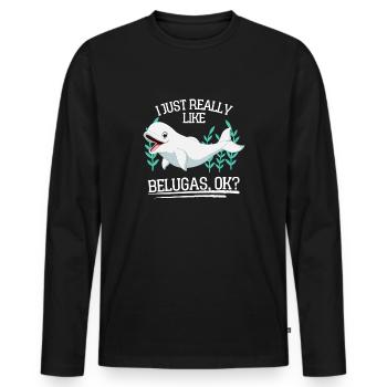 Ozean Tierliebhaber Beluga Wal Geschenk Beluga - Männer Premium Bio Langarmshirt - Schwarz - Vorne - Nico (187cm)