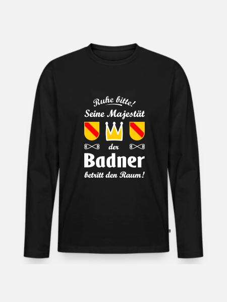 Der badische König - Männer Premium Bio Langarmshirt - Schwarz