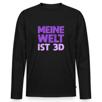 Meine Welt Ist 3D - Männer Premium Bio Langarmshirt - Schwarz - Vorne - Nico (187cm)