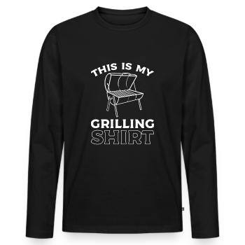Barbecue - T-shirt manches longues Premium bio Homme - noir - Devant - Nico (187cm)