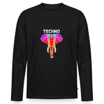 éléphant techno - T-shirt manches longues Premium bio Homme - noir - Devant - Nico (187cm)