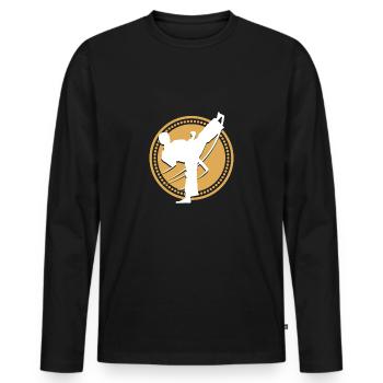 Cadeau de combat de ceinture de combat de karaté - T-shirt manches longues Premium bio Homme - noir - Devant - Nico (187cm)