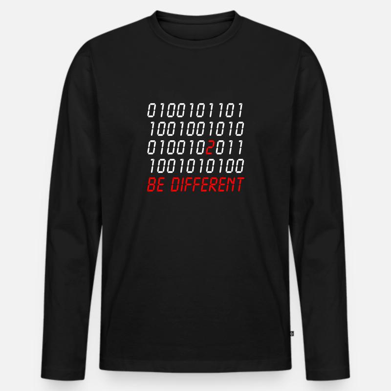 0100101 be different nerd programer gift idea - Männer Premium Bio Langarmshirt - Schwarz