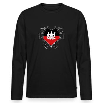 Superheld (weiß) - Männer Premium Bio Langarmshirt - Schwarz - Vorne - Nico (187cm)