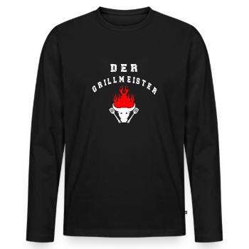 Grillmeister Grillen Chillen Lustiges BBQ Spruch - Männer Premium Bio Langarmshirt - Schwarz - Vorne - Nico (187cm)
