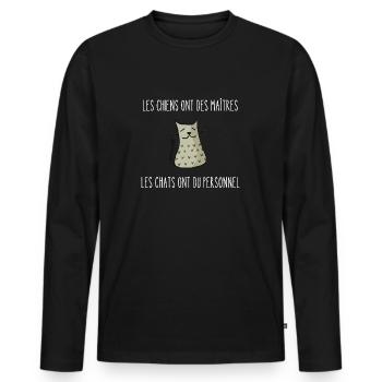 les chiens ont des maîtres - T-shirt manches longues Premium bio Homme - noir - Devant - Nico (187cm)