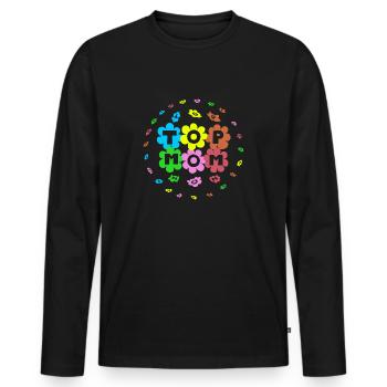 top-mom knallbunt - Männer Premium Bio Langarmshirt - Schwarz - Vorne - Nico (187cm)