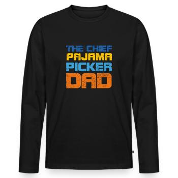 The Chief Pajama Picker Dad - Men's Premium Organic Long Sleeve Shirt - black - Front - Nico (187cm)