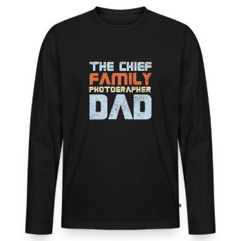 Le père photographe de famille en chef - T-shirt manches longues Premium bio Homme - noir - Devant - Nico (187cm)