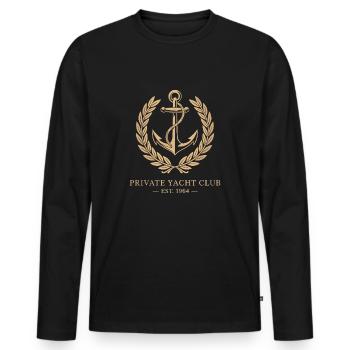 Yacht Private Club - Men's Premium Organic Long Sleeve Shirt - black - Front - Nico (187cm)