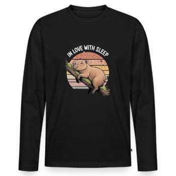 Cute Capybara Sleep Design - Men's Premium Organic Long Sleeve Shirt - black - Front - Nico (187cm)
