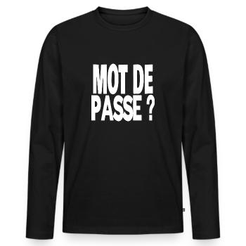 mot de passe - T-shirt manches longues Premium bio Homme - noir - Devant - Nico (187cm)