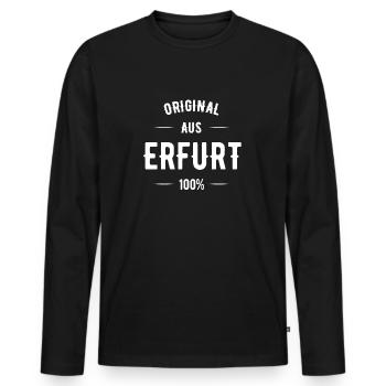 Erfurt - Männer Premium Bio Langarmshirt - Schwarz - Vorne - Nico (187cm)