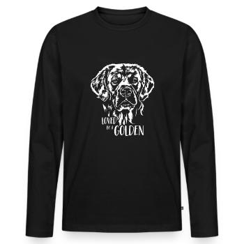Loved by a Golden Retriever dog saying Wilsigns - Men's Premium Organic Long Sleeve Shirt - black - Front - Nico (187cm)