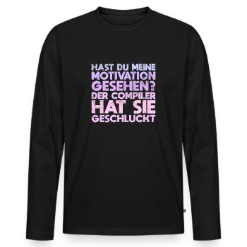 Hast Du Meine Motivation Gesehen? Der... - Männer Premium Bio Langarmshirt - Schwarz - Vorne - Nico (187cm)