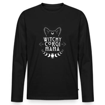 Witchy Corgi Mama Hunde Hexe Hexen - Männer Premium Bio Langarmshirt - Schwarz - Vorne - Nico (187cm)