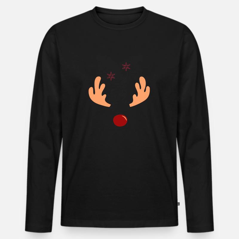 Rentier - Männer Premium Bio Langarmshirt - Schwarz