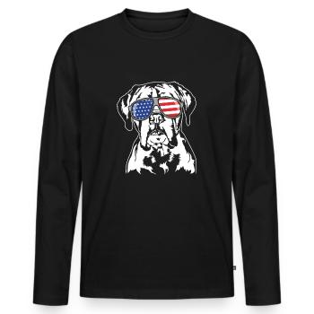 Boxer US Amérique Drapeau Chiens Chien Wilsigns - T-shirt manches longues Premium bio Homme - noir - Devant - Nico (187cm)