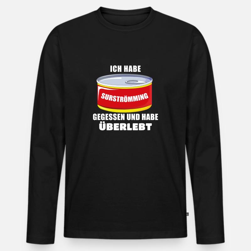 I Survived The Surströmming Challenge Gammelfisch - Männer Premium Bio Langarmshirt - Schwarz