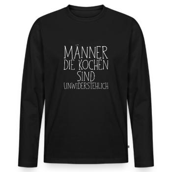 Männer die kochen sind unwiderstehlich - Männer Premium Bio Langarmshirt - Schwarz - Vorne - Nico (187cm)