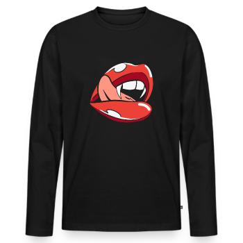 Halloween Lips - T-shirt manches longues Premium bio Homme - noir - Devant - Nico (187cm)